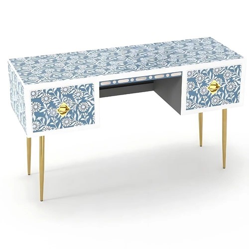 Bone Inlay Study Table, Desk Table, Console Table - Sunflower Style Grey Colour - Picture 6 of 12