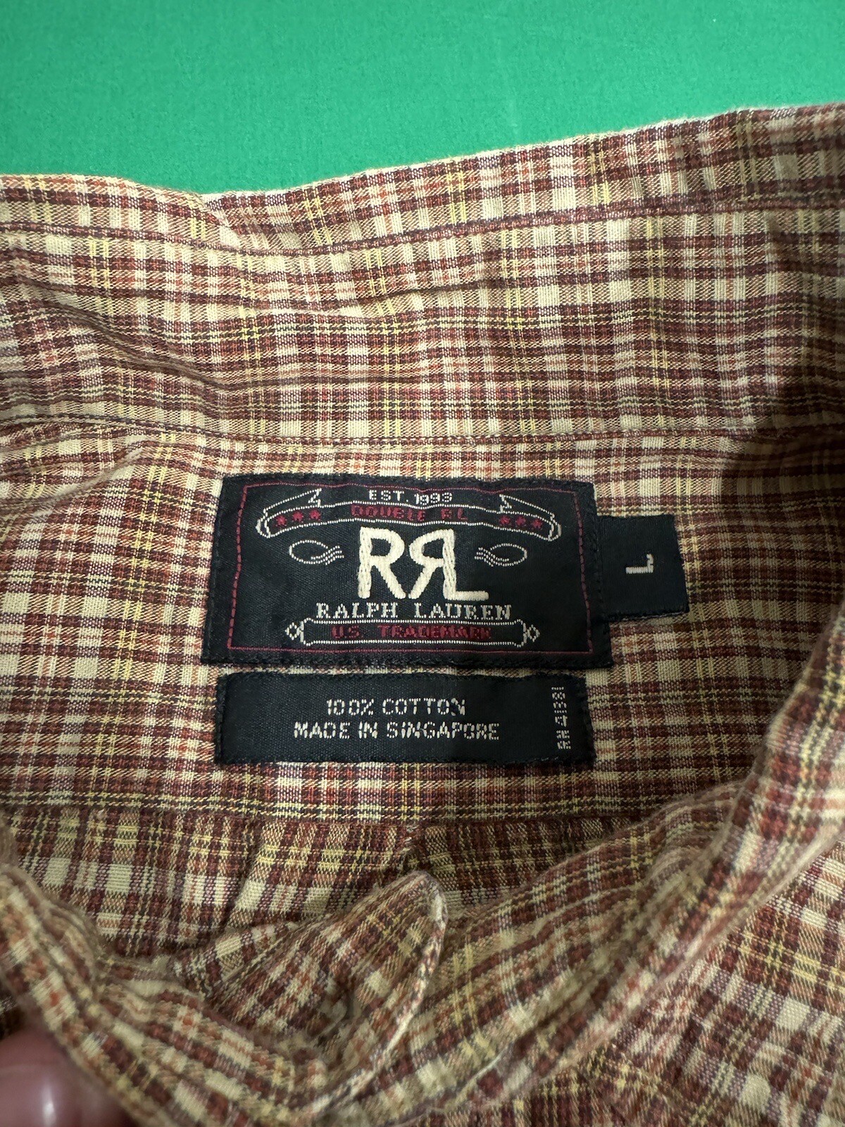 Double RL RRL Ralph Lauren Mens Brown Short Sleeve Button up Large eBay