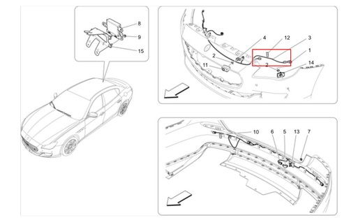 For Maserati Quattroporte Front Bumper Parking Sensor Wiring Harness 670007528 - Picture 2 of 9
