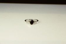 925 Sterling Silver Genuine Sapphire Oval Cut Size 8.25 Ring 2.8 Grams RIN9246 