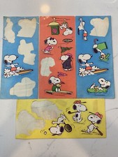 Vtg Hallmark Snoopy Peanuts 4 sticker sheets Woodstock Snoopy READ