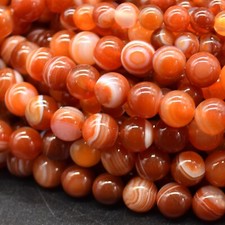Grade A Banded Carnelian Red Agate Gemstone Round Beads - 4mm 6mm 8mm 10mm