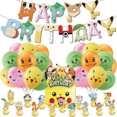 Pokemon Geburtstag Partyset Kindergeburtstag Dekoration Pikachu Kuchen Toppers