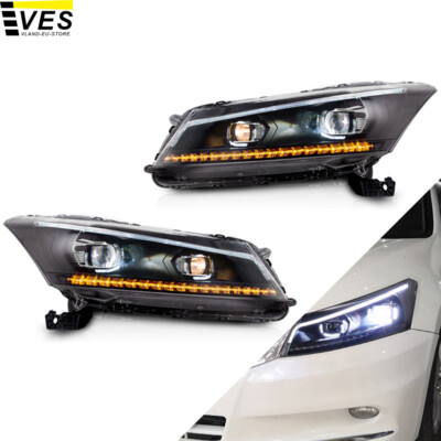 VLAND LED Headlights Fit For 2008-2012 Honda Accord Projector Front Lamps 2PCS