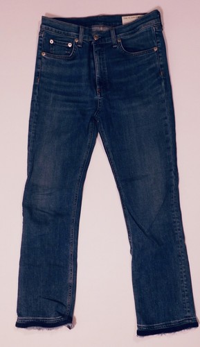 RAG & BONE Women's Medium Wash Frayed Hem Cropped Jean Sz 28 - Picture 2 of 7