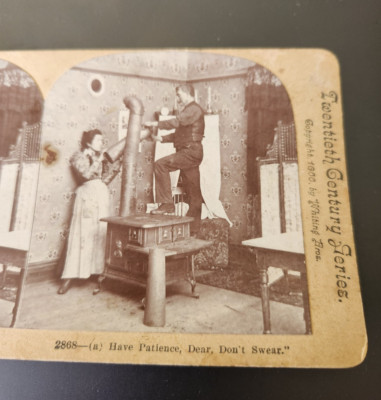 2868 HAVE PATIENCE DEAR DON'T SWEAR Twentieth Century Series STEREOVIEW CARD