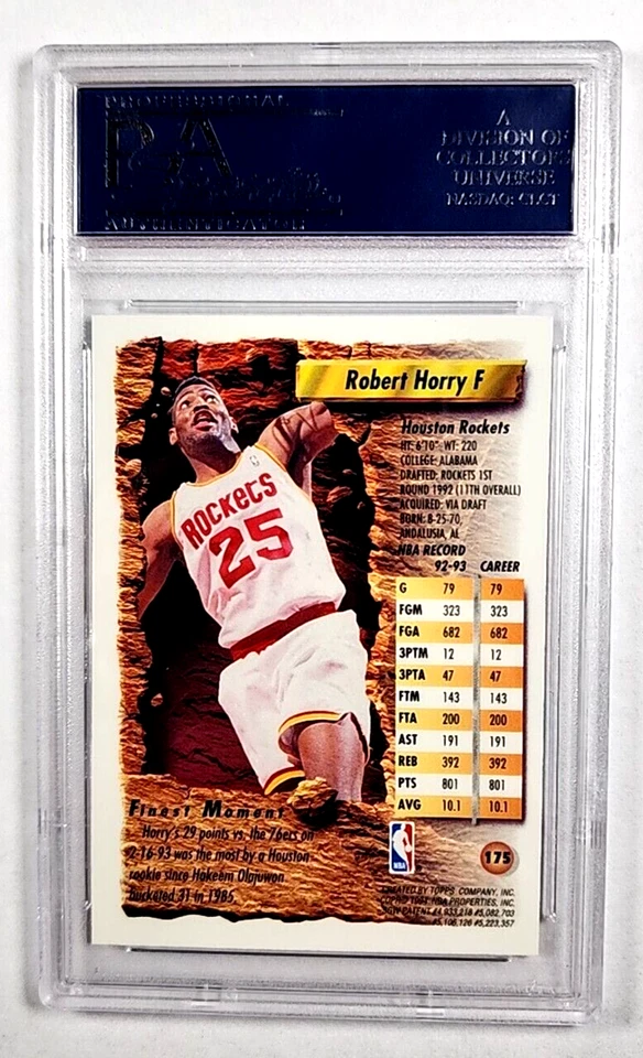 1993-94 Topps Finest Refractor #175 Robert Horry PSA 9 solo 4 calificaciones superiores Foto 2 de 3