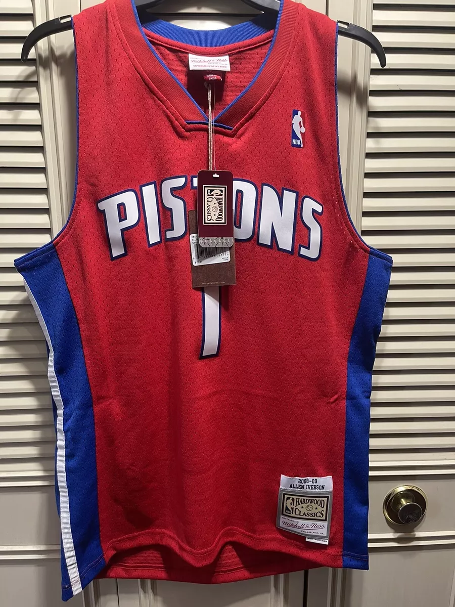 Men's Mitchell & Ness Allen Iverson Red Detroit Pistons 2008-09