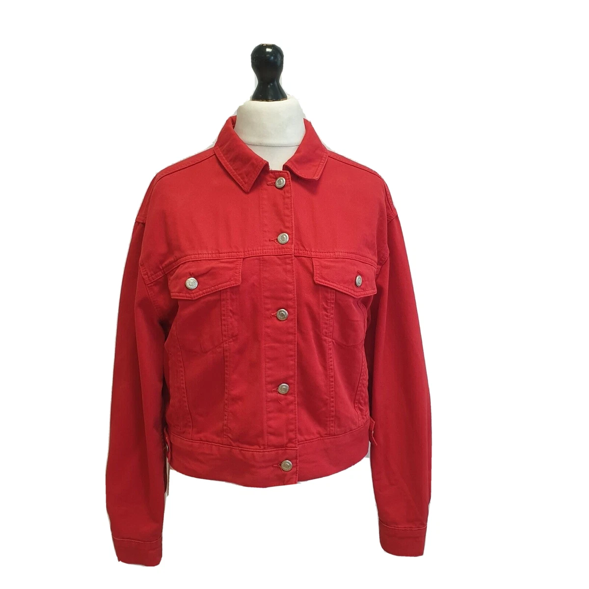 Red denim hotsell jacket topshop