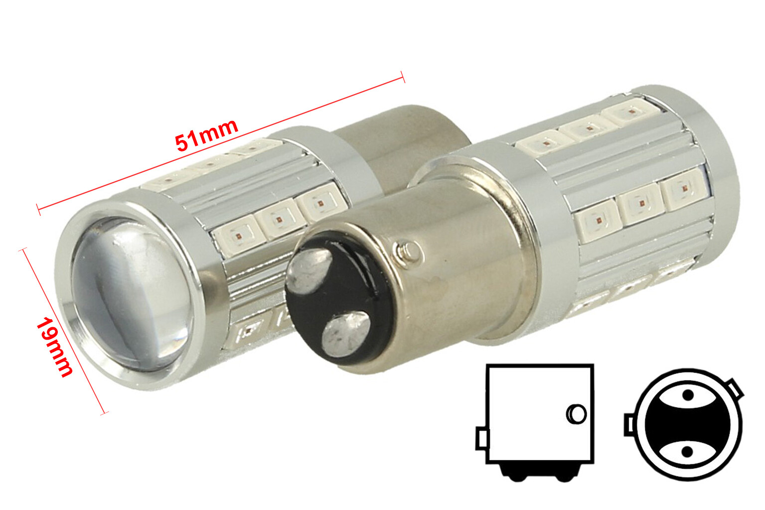 Lampada Led BAZ15D 1157 P21/4W 12V 24V 21 Smd 5730 Rosso Super Luminoso Piedi St