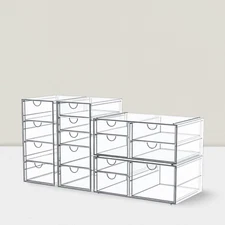 Makeup Organizer 16 Drawers 4 Pcs Desktop Office Desk Accessories Clear Storage