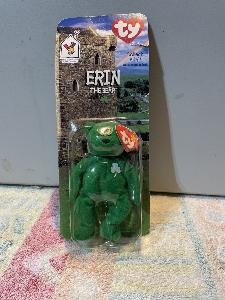 erin the bear beanie baby with errors Mac Donald’s in box ultra rare