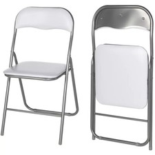 Folding Square Chair Soft Padded Seat Stackable Space Saving Home Kitchen Office