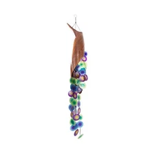 Peacock Colored Capiz Shells & Leaf Wind Chime / Hanging Decor Feng Shui Accent