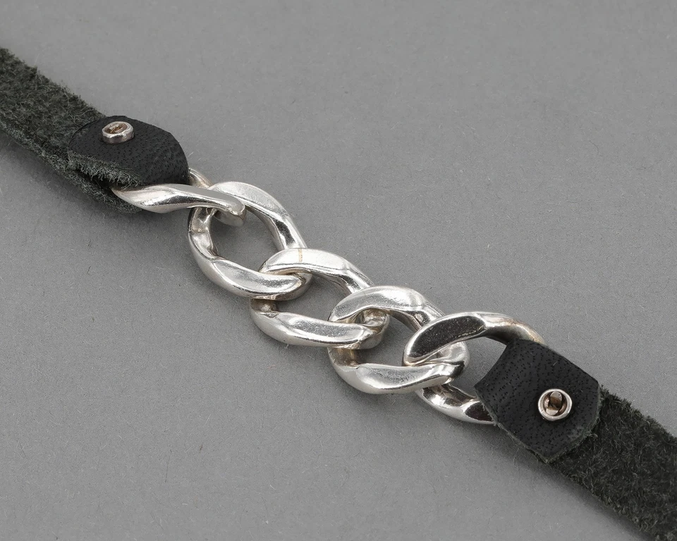 Retired Silpada Sterling Curb Link Crystal & Leather BEST DRESSED Bracelet B3178 - Image 3 of 4