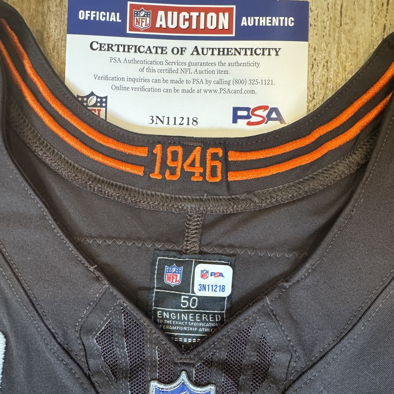 Joel Bitonio GAME WORN 10/27/24💪PHOTO MATCHED📸Cleveland Browns Nike NFL Jersey view 16