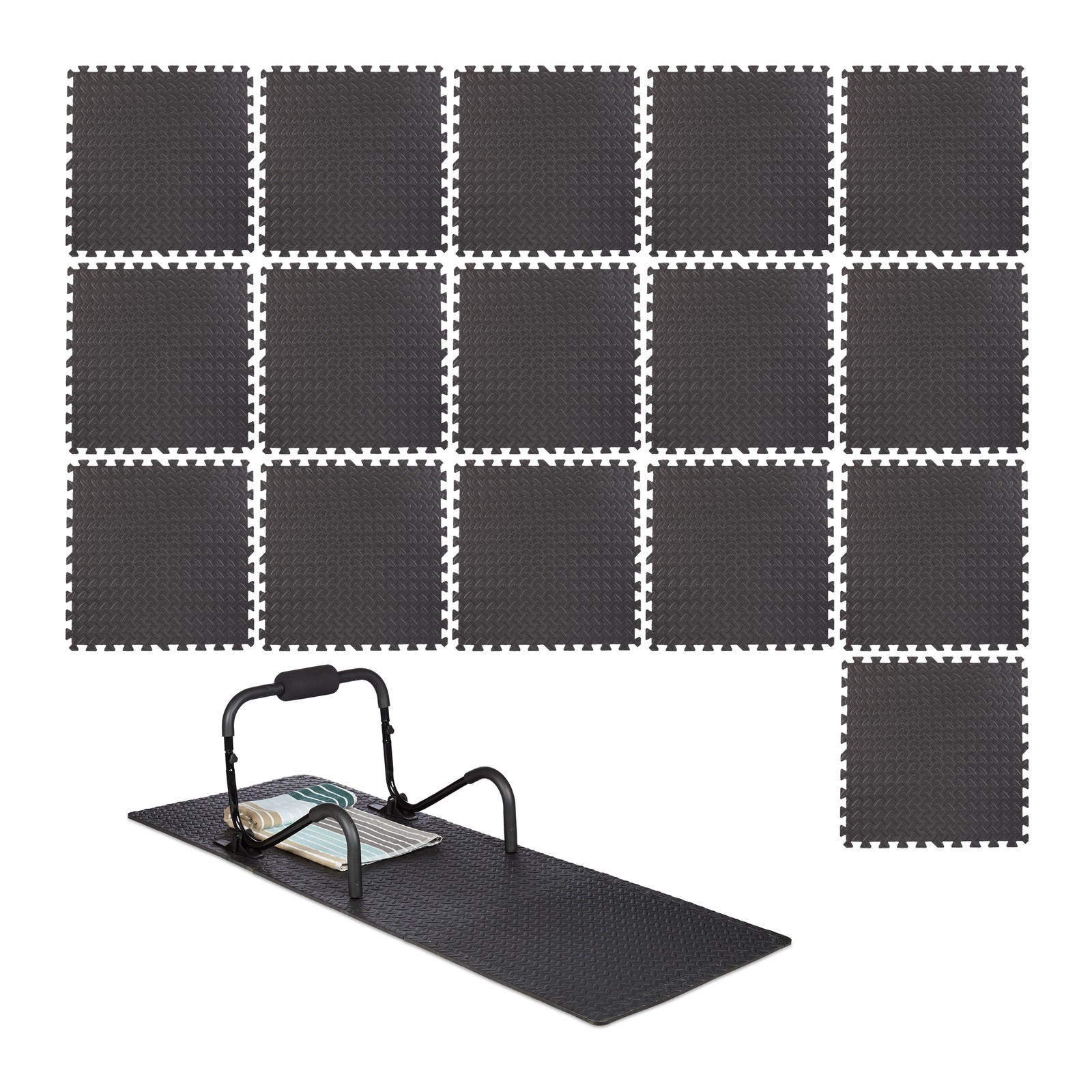 Suelo goma esterillas gimnasio puzzle de ejercicio acolchado 16 piezas 6 m²