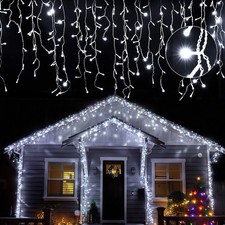 200 LED Eisregen Lichterkette Weihnachtsbeleuchtung Fenster 5 m Lichtervorhang