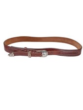 Vintage Western Belt oil tanned Harness Leather Made in USA Unisex 34 brown