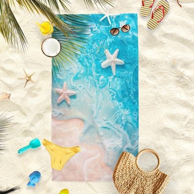 A Microfiber Beach Towel Featuring Waves and Starfish: Embrace the Essence of