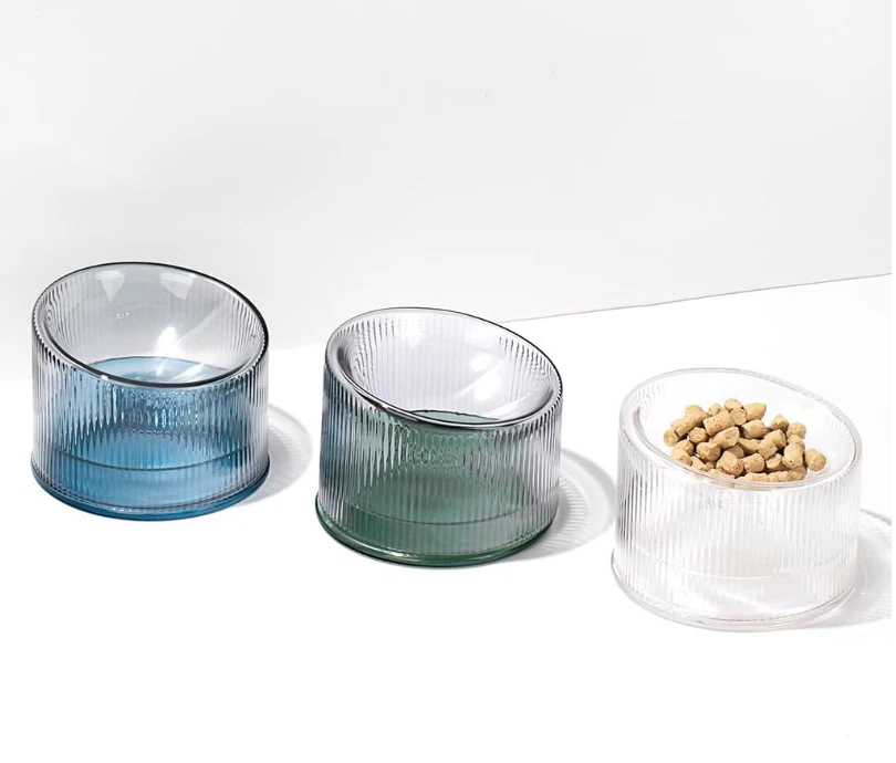 Набор чаш для корма и воды для кошек из приподнятого стекла, легко разбирать и чистить - Изображение 2 из 4