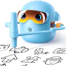 NAUQUOHZ Drawing Robot for Kids with 100 Cards, Montessori light blue