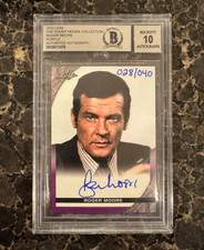 Roger Moore-James Bond 007 NUMBERED AUTO 28/40 – LEAF Purple Beckett Grade 10