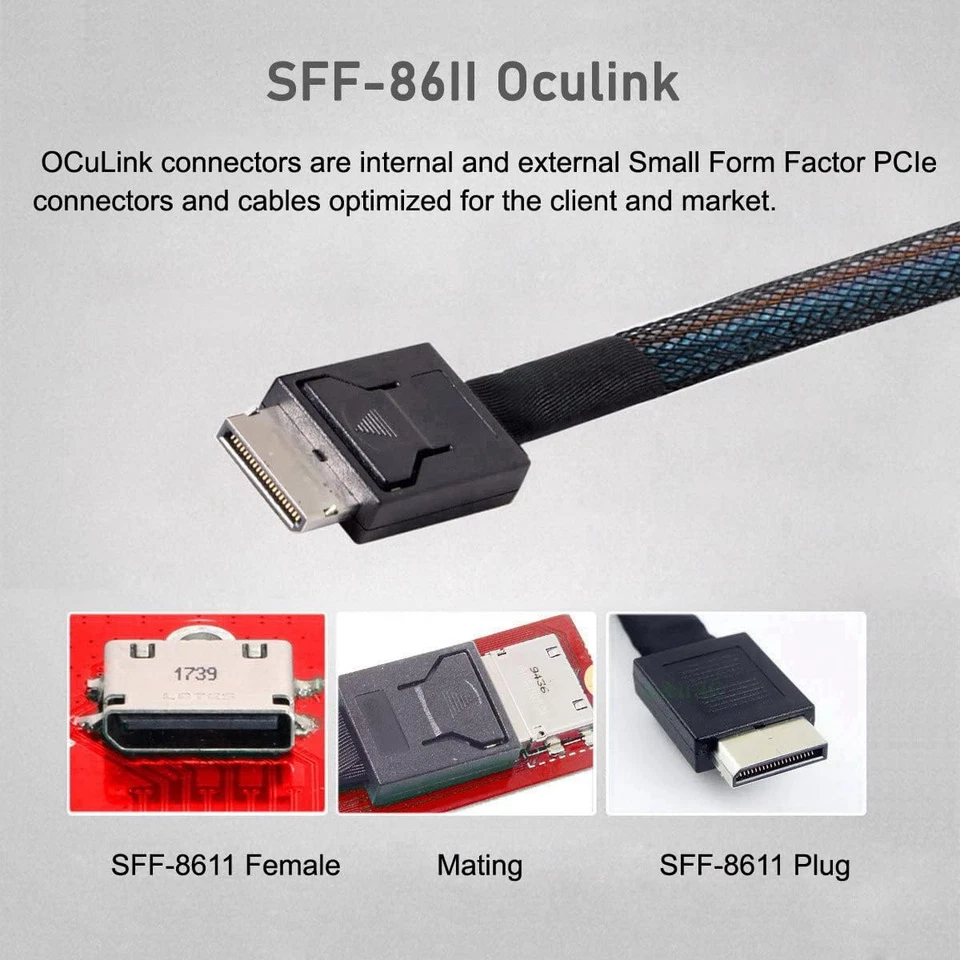 Cablecc Oculink SFF-8612 SFF-8611 to PCIE Pci-Express 16X 4X Adapter with SATA P - Image 3 of 4