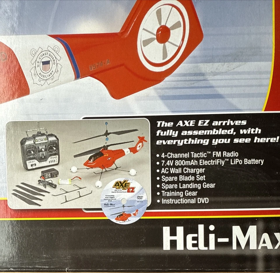 Heli-Max AXE EZ Pre-Built Radio Controlled Helicopter White/Navy Unused - Image 3 of 4