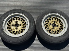 Bbs Mahle 13x6 4x100 Et13 Gold Aluminum Wheels With 15565r13 New Tires