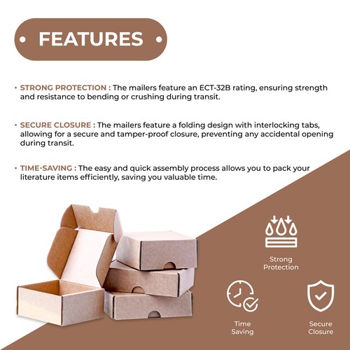 10 x 10 x 2" Kraft Deluxe Literature Mailers ECT-32B 50/Case - Picture 4 of 6