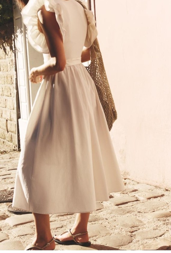 NWT ZARA RUFFLED COMBINATION DRESS S CHOCOLATE 0264 thumbnail 8