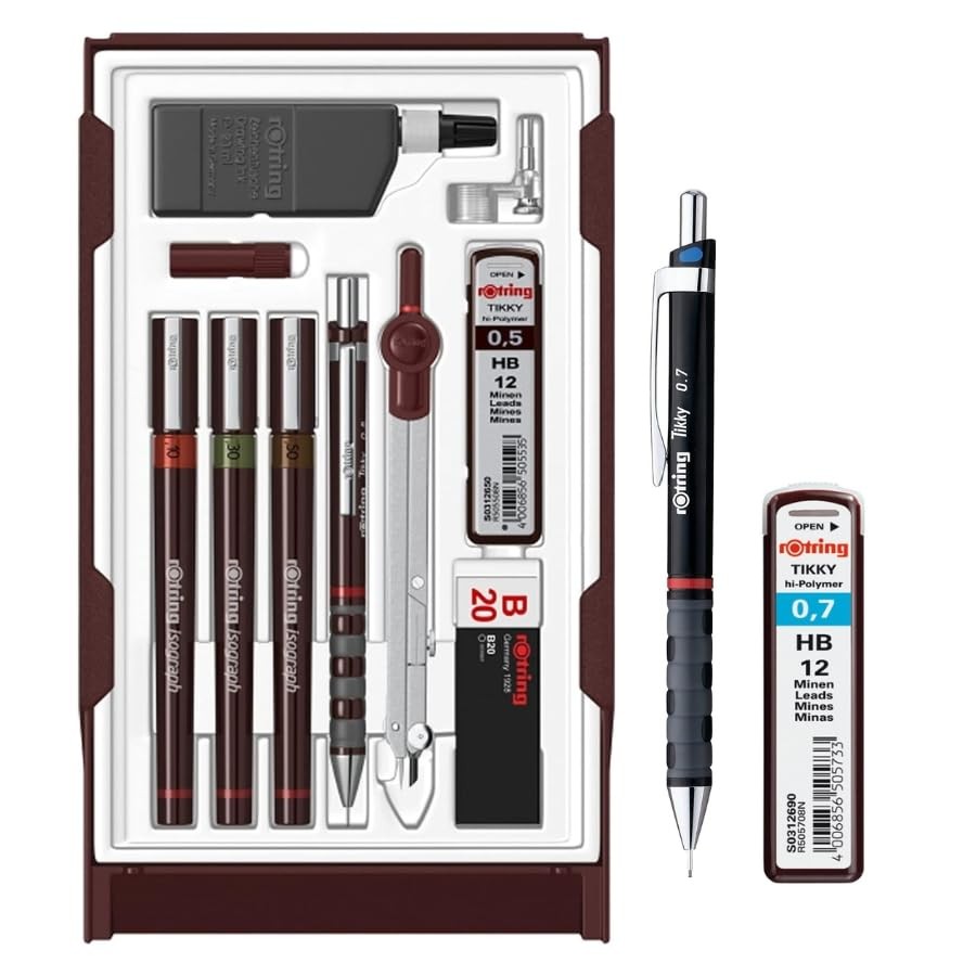 rOtring Isograph Technical Pen Master Set S0699420 | 3 Fineliner (0,10 (g7J)