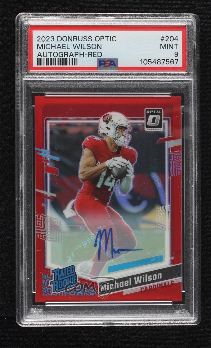 2023 Donruss Optic Rated Rookie Red Prizm /75 Michael Wilson PSA 9 Auto 1k54