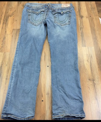 True Religion Ricky Super T Jeans, 34 Inseam Big White Stitch Blue
