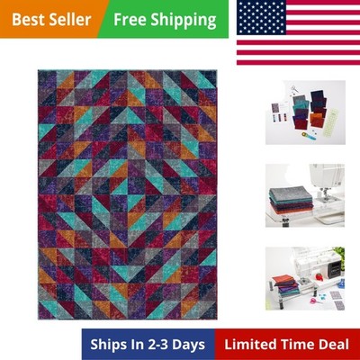 Beginner Lap Throw Quilt Kit 40.5'' x 56.5'' - Half-Square Triangle Fun Weather...