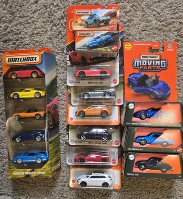 Matchbox Porsche Lot 10 Cars Moving Parts + 5-Pack + Carded Diecast Collection