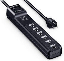 Amazon Basics Surge Protector Power Strip with 2 USB Ports, 6 Outlet Extension C