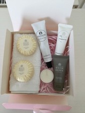 ladies pamper hamper gift set in pink box with bow.