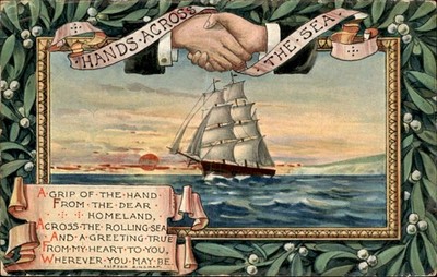 Hands Across the Sea Verse Wildt & Kray c1900s-10s Vintage Postcard
