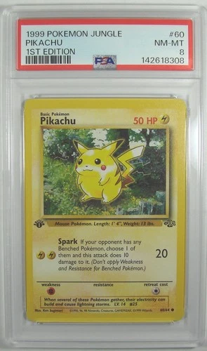Pokémon 1999 Jungle 1ST EDITION PIKACHU 60/64 PSA 8 NM-MT RARE