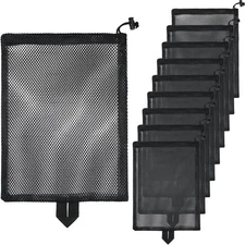 10 Pcs Mesh Drawstring Bag 10.5" x 14" with Handle & Cord Lock Closure, Heavy...