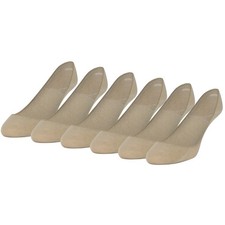 PEDS Women's Padded Super Low Cut No Show Socks 6-Pairs Nude Shoe Size: 8-12