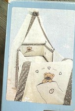 Alvi Bettset Little Bear f&uuml;r Babybett, creme/braun, Sterne & Teddyb&auml;ren