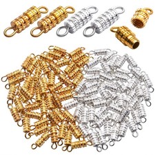 Aylifu Jewelry Screw Clasps,100pcs Golden Silver Barrel Screw Clasp Column Tw...