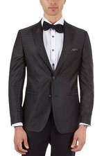 Tallia Mens Slim Fit Medallion Jacquard Dinner Jacket 46 Long Black NWT 295