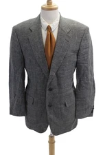 Boss Hugo Boss Mens Linen Striped Long Sleeve Buttoned Blazer Gray Size 40