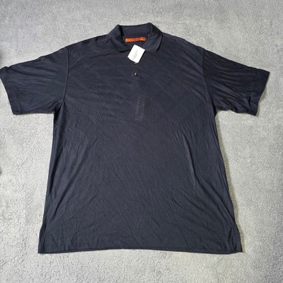 Axis Mens Large Polo Shirt Navy Blue Mercerized Cotton Textured H2106 IBL L