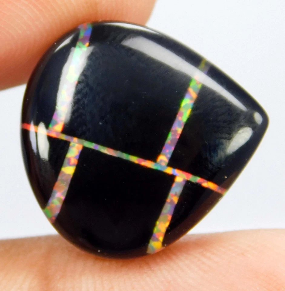 认证15.25克拉天然澳大利亚黑火蛋白石双人散装宝石 — 第 2/4 张图片