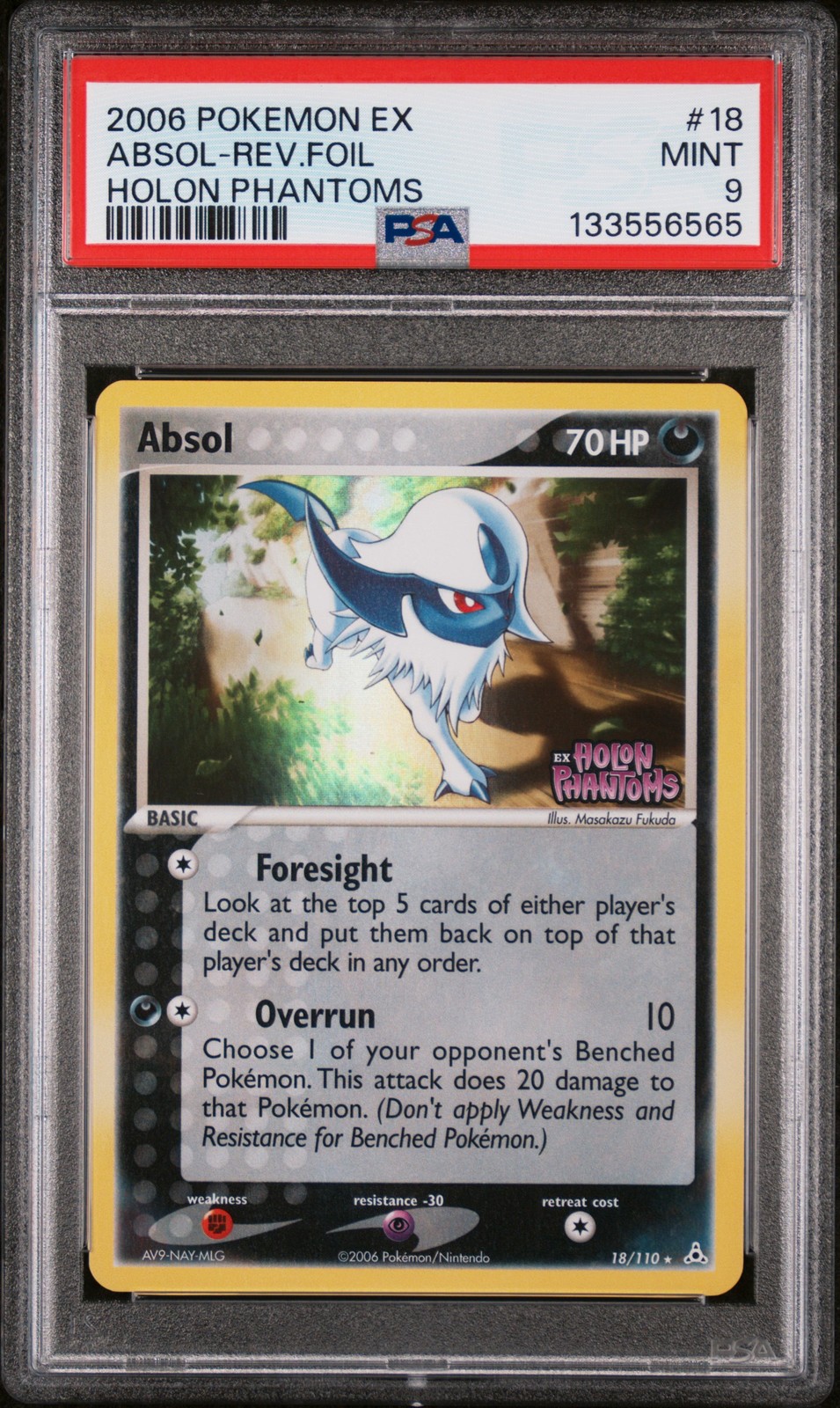 2006 POKEMON EX HOLON PHANTOMS #18 ABSOL-REVERSE FOIL PSA 9
